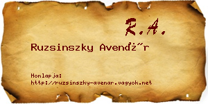 Ruzsinszky Avenár névjegykártya